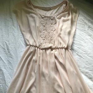 Blush Pink Chiffon & Lace Dress